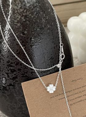 幸运四叶草项链女锁骨链网红ins冷淡风潮气质韩版简约小众设计感