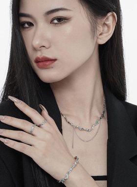 薄荷蓝冰湖系列磨砂肌理滴胶戒指纯银S925清澈高冷女生饰品