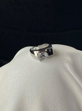 韩式韩版时尚中性轻奢锆石戒指活开口指环ins冷淡风镂空爱心尾饰