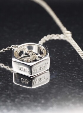 字母logo银色箭头戒指吊坠项链饰品男女情侣款潮流