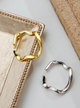 【K社制造】S925纯银不规则戒指冷淡风个性百搭光面开口指环