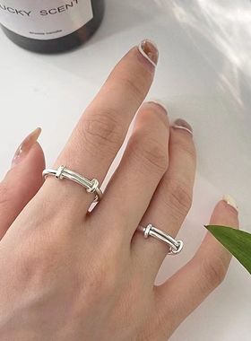 光圈推拉情侣戒指男女一对可调节开口指环韩版时尚百搭素圈对戒