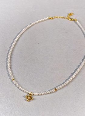 【K社制造】小众设计项链时尚气质高级感珍珠十字架锁骨链