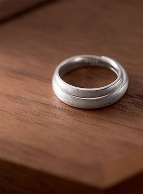 韩版简约创意拉丝磨砂情侣戒指男女款时尚冷淡风ins潮人气质饰品