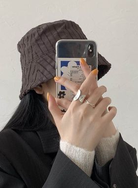 韩版S925银几何不规则戒指女复古时尚宽边开口指环欧美夸张食指戒