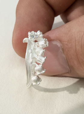 国风立体铃兰花戒指女优雅开口可调节指环女清冷感开口可调节指环