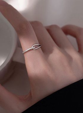 轻奢小众设计款韩版素圈自律戒指女ins冷淡风时尚可开口调节指环