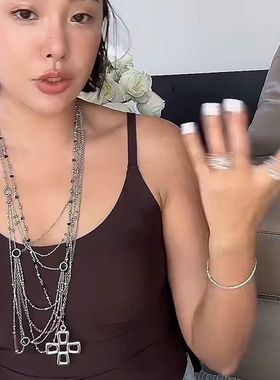 多层流苏长链细闪瀑布银河项链多层叠戴