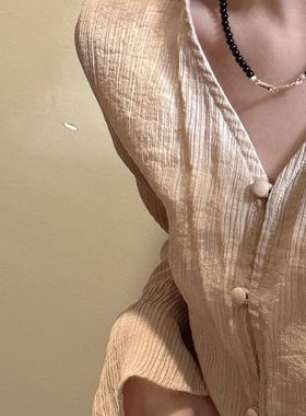 S925纯银fever同款黑玛瑙项链日韩版ins博主同款可叠戴串珠锁骨链