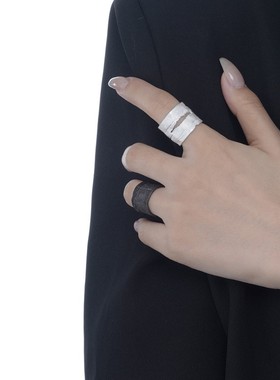 【K社制造】S925纯银破损麻袋戒指女ins冷淡风开口哑光食指戒