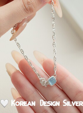 S925纯银绝美肥方海蓝宝手链轻奢精致时尚手饰高级感小众显瘦设计