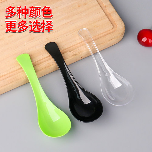 一次性勺子单独包装塑料商用食品甜品小汤勺冰粉专用加硬调羹汤匙 - 图0
