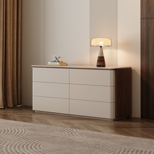 实木斗柜意式极简现代客厅靠墙置物柜卧室床尾收纳抽屉五斗六斗柜 - 图0