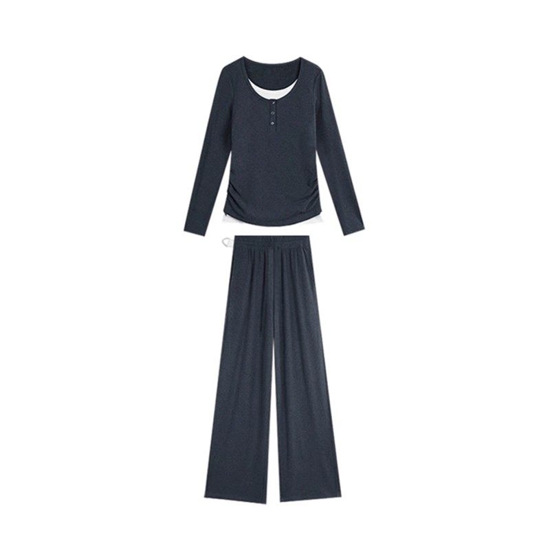 孕妇套装春秋季新款慵懒风假两件显瘦上衣+直筒裤子两件套大弹力,淘宝优惠券,粉丝福利购,淘宝优惠卷