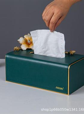 珐琅彩纸巾盒摆件高档轻奢家居抽纸盒茶几家用餐巾客厅纸抽