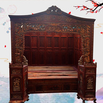 one thousand workout steps bed Antique collection Wenzhou featured characters Pine Hollowed-out Double Step Bed