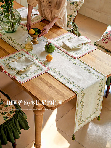 蜡笔派「山间银杏系列」桌旗餐桌布英式复古轻奢高端斗柜茶几盖布 - 图0