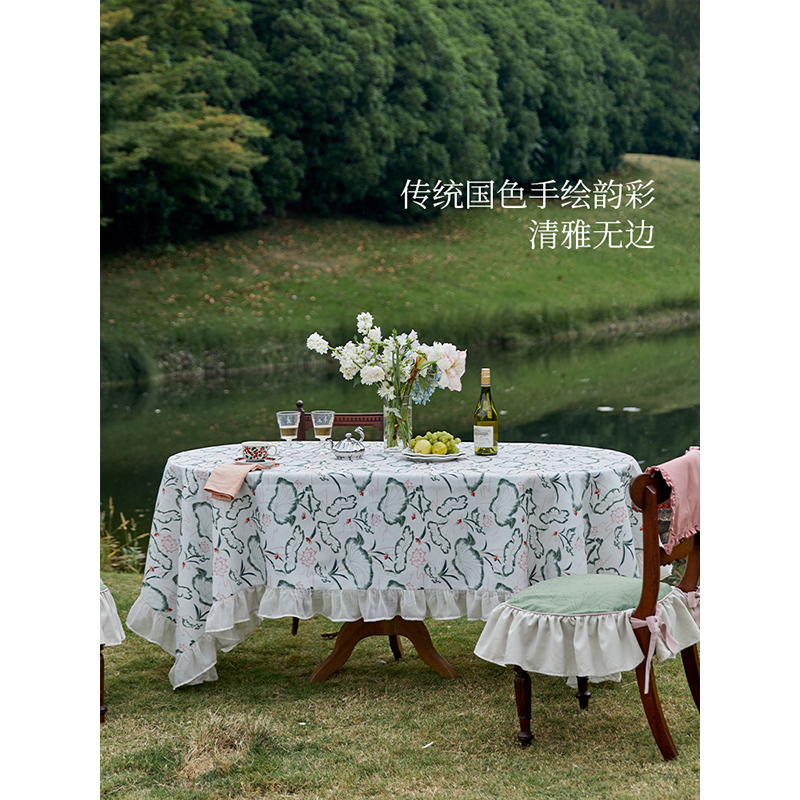 【孤品25折】蜡笔派「十二花神-荷花」泽芝桌布法式复古氛围盖布A,淘宝优惠券,粉丝福利购,淘宝优惠卷