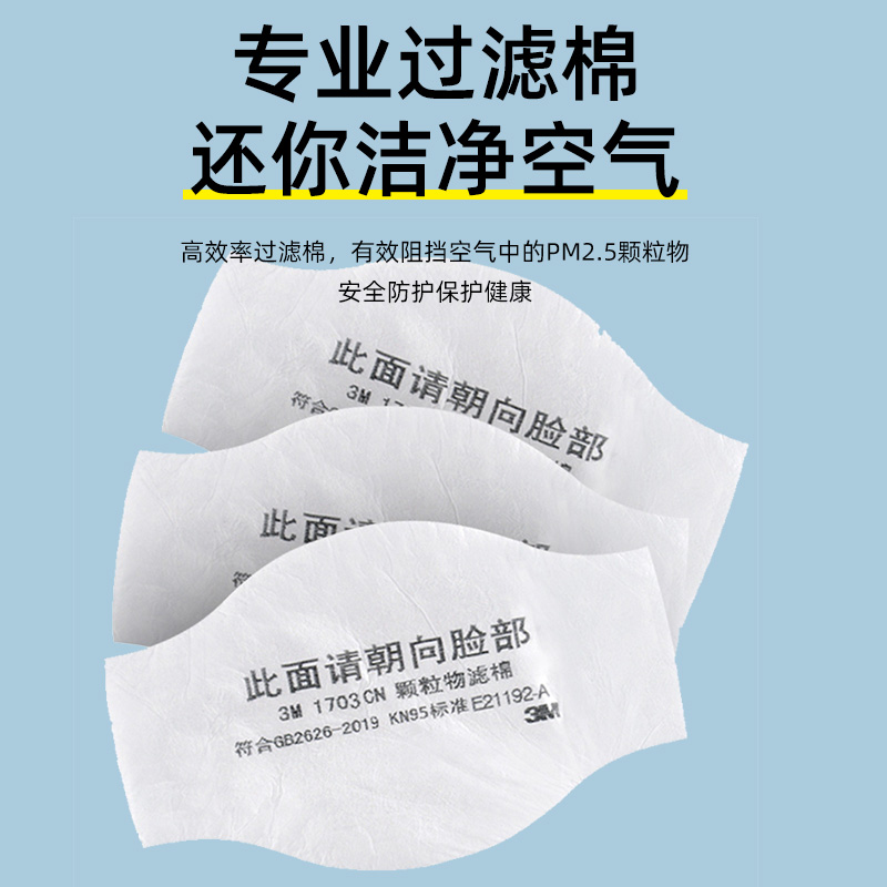 3m防尘面罩滤棉1705滤芯工业粉尘1703滤棉搭配1211防尘面罩KN90 - 图0