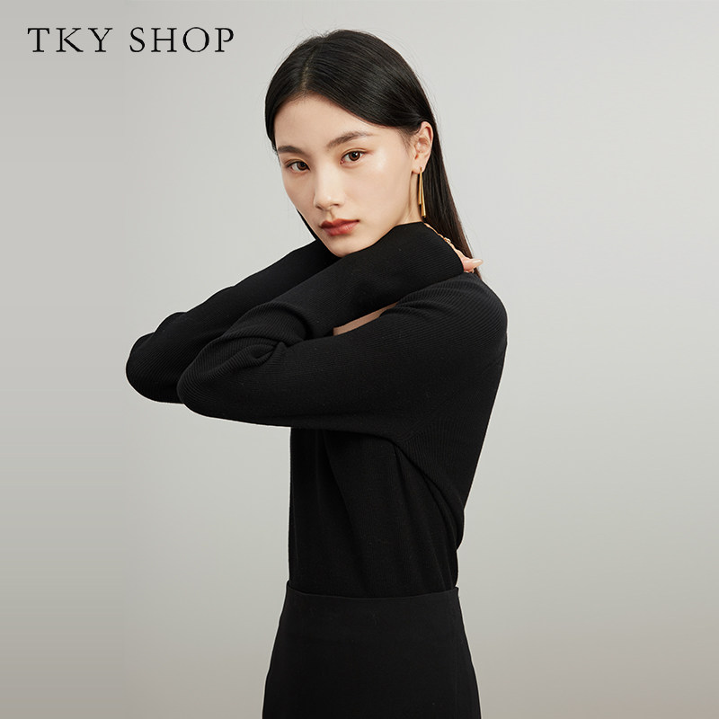 TKY SHOP性感镂空针织衫女春夏新款小众设计感修身显瘦薄上衣女 - 图3