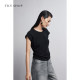 TKYSHOP ເສື້ອຍືດຄໍສັ້ນ pleated neck pleated ສໍາລັບແມ່ຍິງ