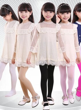 女童丝袜春秋夏季薄款白色小学生女孩连裤袜打底裤袜舞蹈跳舞袜子