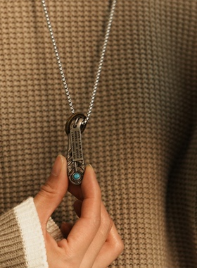 复古羽毛古巴链钛钢百搭