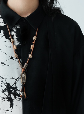 贰狸手作「快乐」原创设计新中式复古纯手工陶瓷项链吊坠日系挂坠