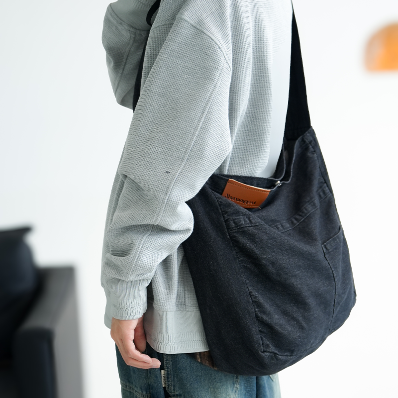 贰狸手作不褪色牛仔包原创设计大容量通勤上课单肩手提托特帆布包,淘宝优惠券,粉丝福利购,淘宝优惠卷