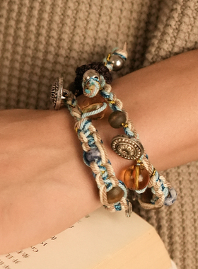 贰狸民族风复古手链秋冬中古叠戴高级感手串轻奢小众精致古着手饰