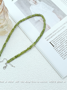 桃予儿│绿色天然石项链choker颈链高级感2025年新款爆款锁骨链女