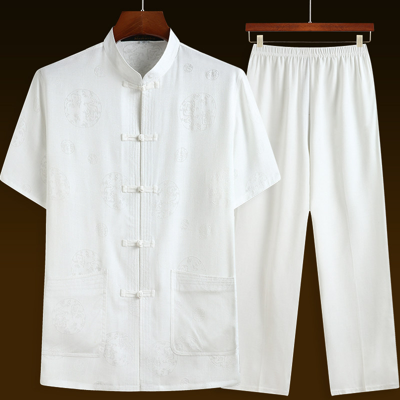 唐装中老年爷爷夏装男士老年人装50 迈凯霸汉服