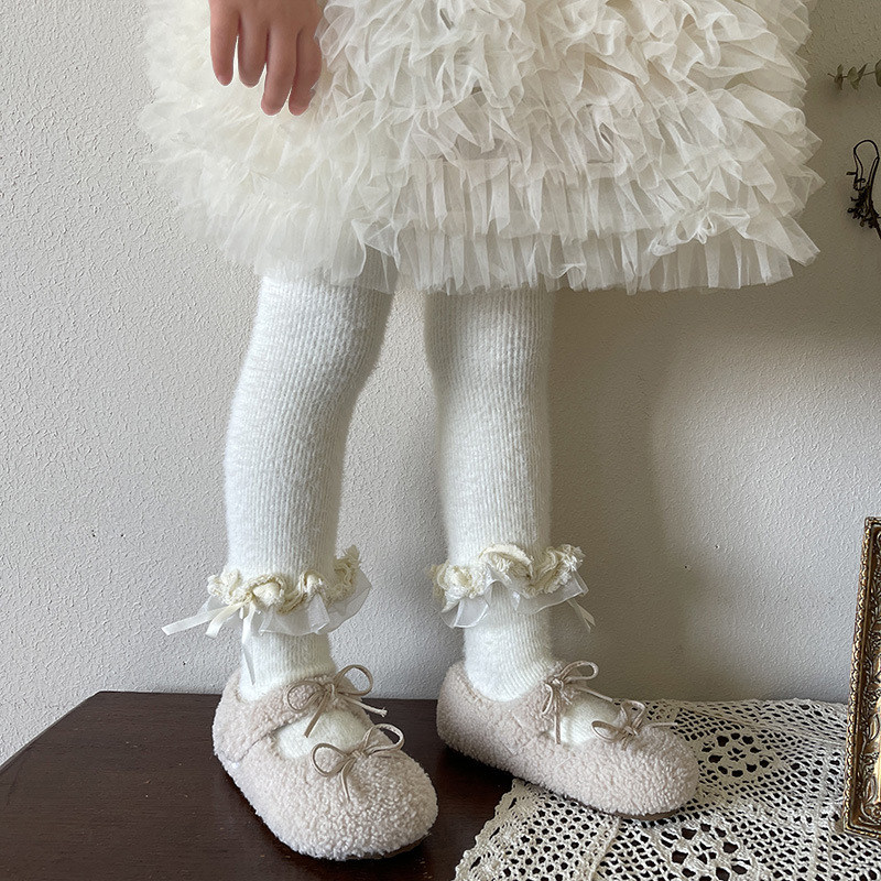 冬季女童加厚打底裤中小童花边蝴蝶结獭兔毛打底袜女宝宝连裤袜子,淘宝优惠券,粉丝福利购,淘宝优惠卷