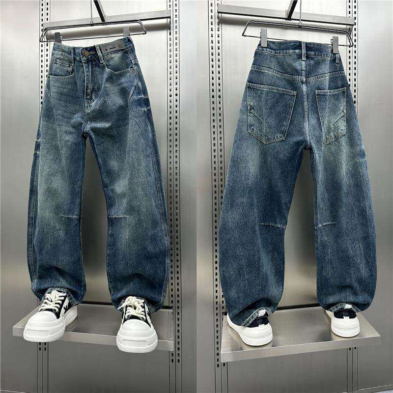 美式复古水洗做旧直筒牛仔裤男士2026秋季新款痞帅弯刀阔腿长裤子,淘宝优惠券,粉丝福利购,淘宝优惠卷