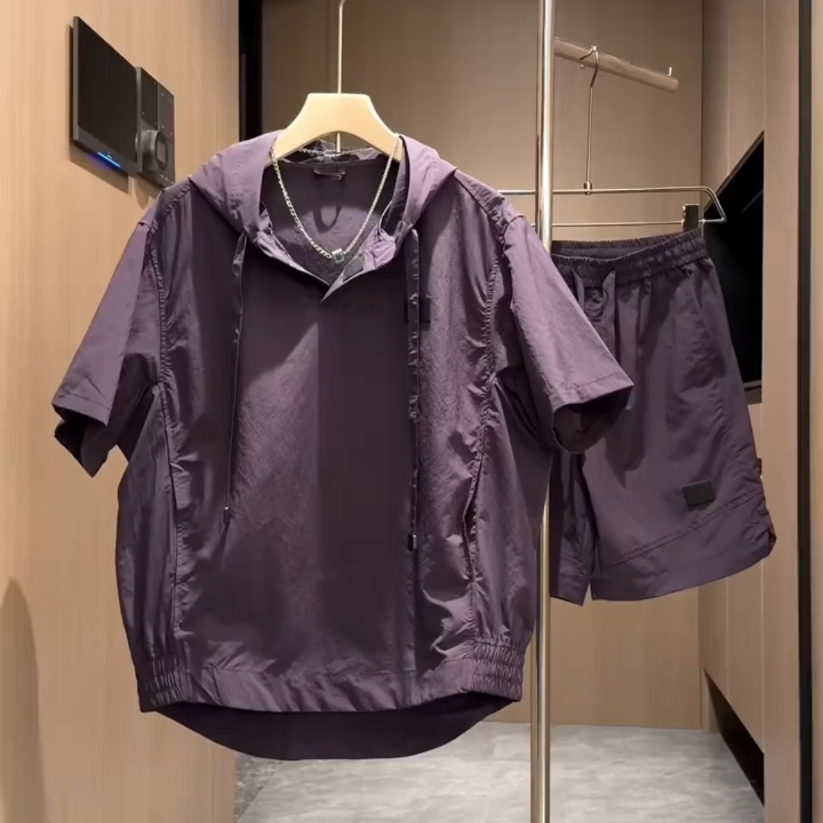 夏季新款连帽速干休闲运动套装男女款百搭潮牌宽松短袖短裤两件套,淘宝优惠券,粉丝福利购,淘宝优惠卷