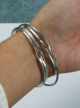 小众德国暗黑先锋风纯银手镯