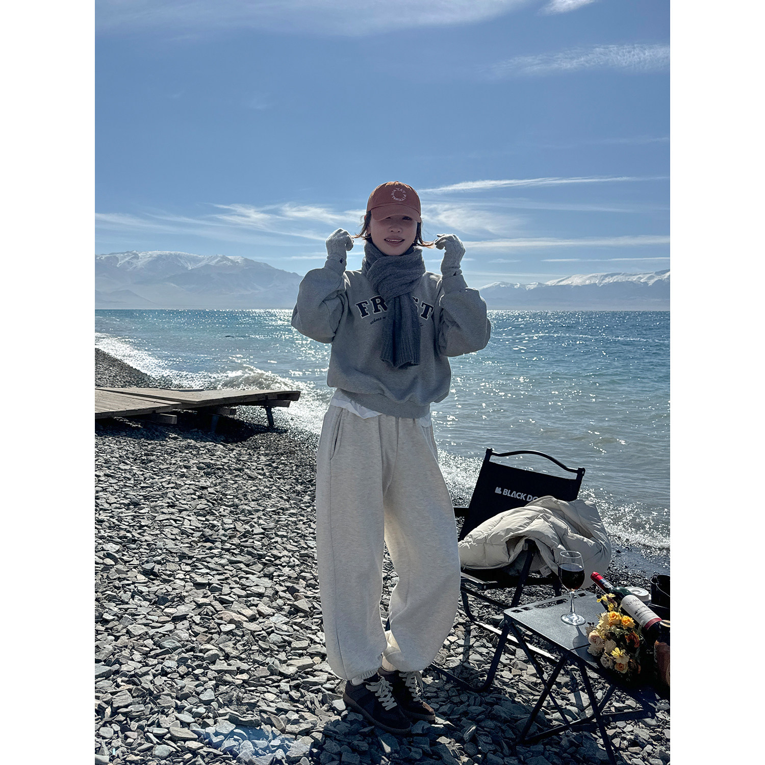 YANGLE_抓绒休闲裤女2025冬季新款韩系慵懒宽松加厚灰色束脚卫裤,淘宝优惠券,粉丝福利购,淘宝优惠卷