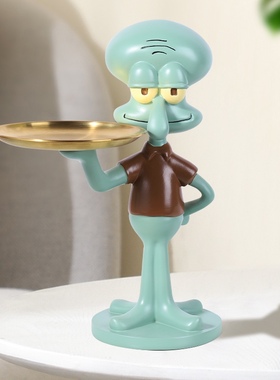 章鱼哥托盘大型摆件收纳架玄关钥匙架首饰饮料盘装饰品摆件置物架