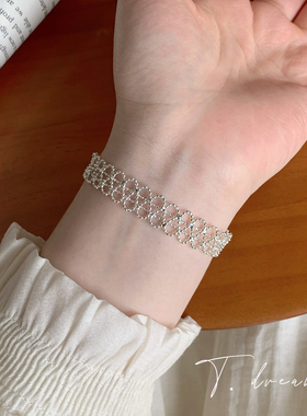 Nicedream法式银色镂空蕾丝手链