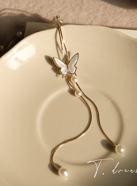 nicedream法式珍珠蝴蝶长项链