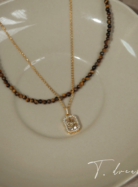 nicedream叠戴虎眼石八芒星项链