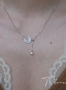 nicedream原创星月纯银流苏项链