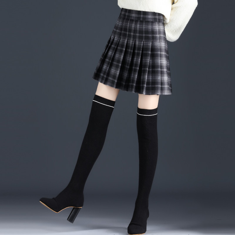 百褶秋冬季学院风jk格子裙半身裙裤 倩芭兰半身裙