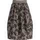 Flocked mesh flower bud skirt A-line midi skirt for women