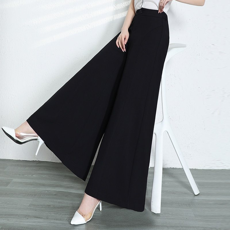 红色气质高腰阔腿裤夏季2023长裤子 倩芭兰休闲裤