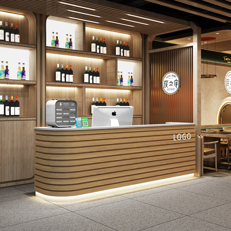 复古吧台餐饮店收银台前台火锅餐馆烤肉店饭店柜台店铺小型迎宾台