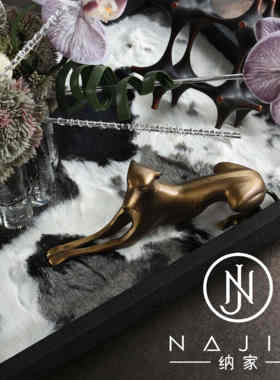 罗曼提海派中古风创意花艺饰品金属动物摆件样板间客厅茶几售楼处