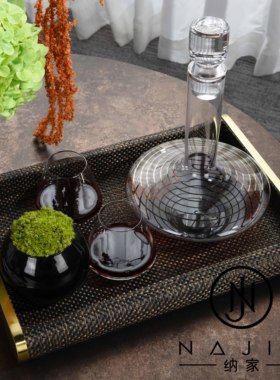 罗曼提海派中古风创意花艺饰品摆件金线酒具样板间客厅茶几售楼处