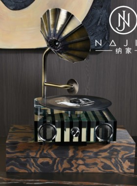 罗曼提海派中古风创意花艺饰品中古烛台摆件样板间玄关边柜售楼处