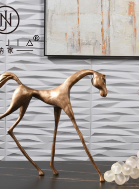 罗曼提新中式花艺玄关边柜合金马磨砂葡萄饰品摆件售楼处样板间软